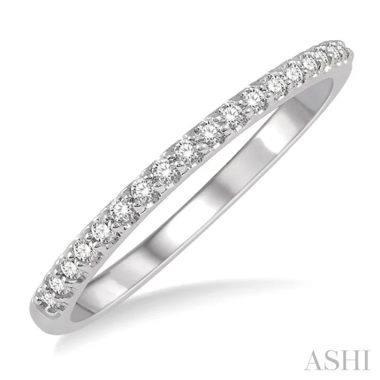 Designer Promise Rings for Women-1/6 Ctw Round Cut Diamond Wedding Band in 14K White Gold