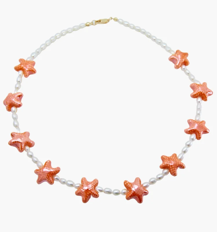 Luxury Necklaces-Orange Cosmic Seastar Necklace