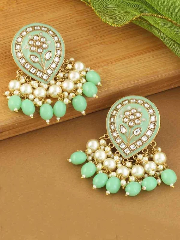 Sparkling Gold Earrings for Women-Mint Charmi Dangler Earrings - EOSS