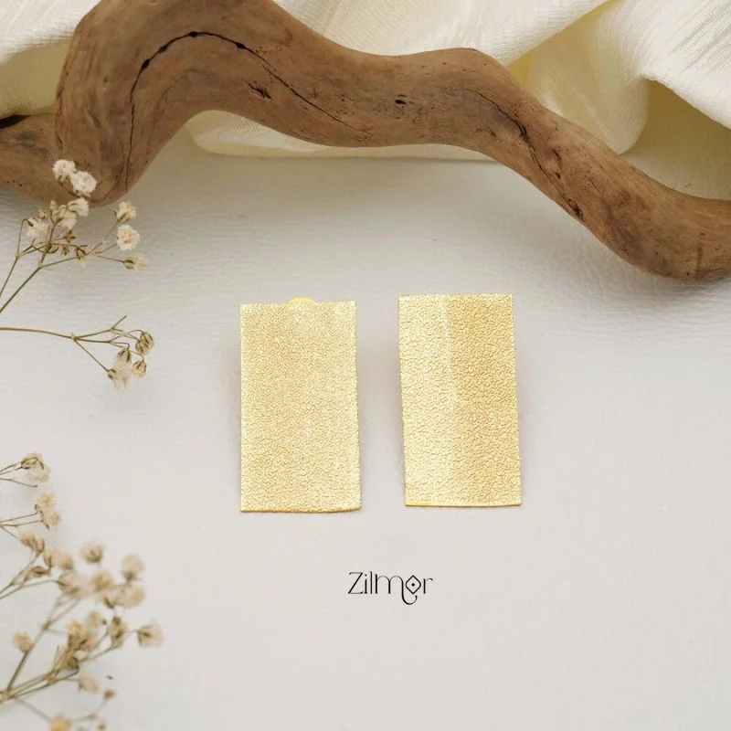 Modern Gemstone Earrings-Rectangle Brass Stud Earrings - AS100732