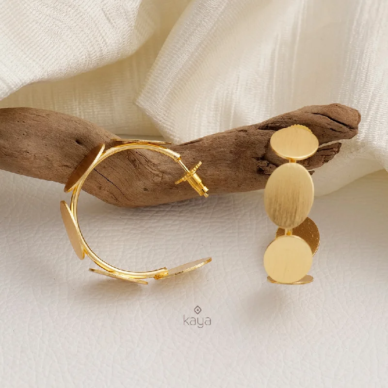 Designer Gold Earrings-Contemporary design Disc Hoops - KE100598