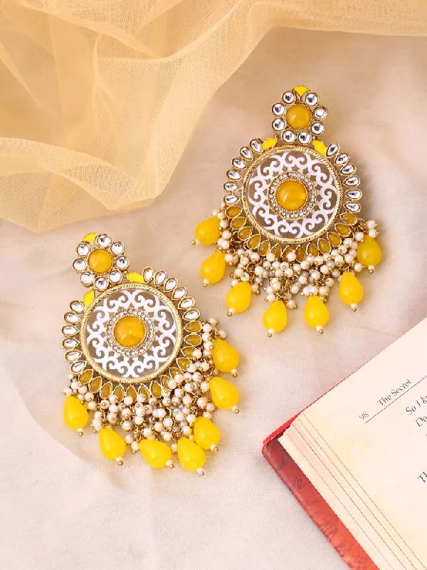 Crystal Dangle Earrings for Women-Lemon Miraya Chandbalis