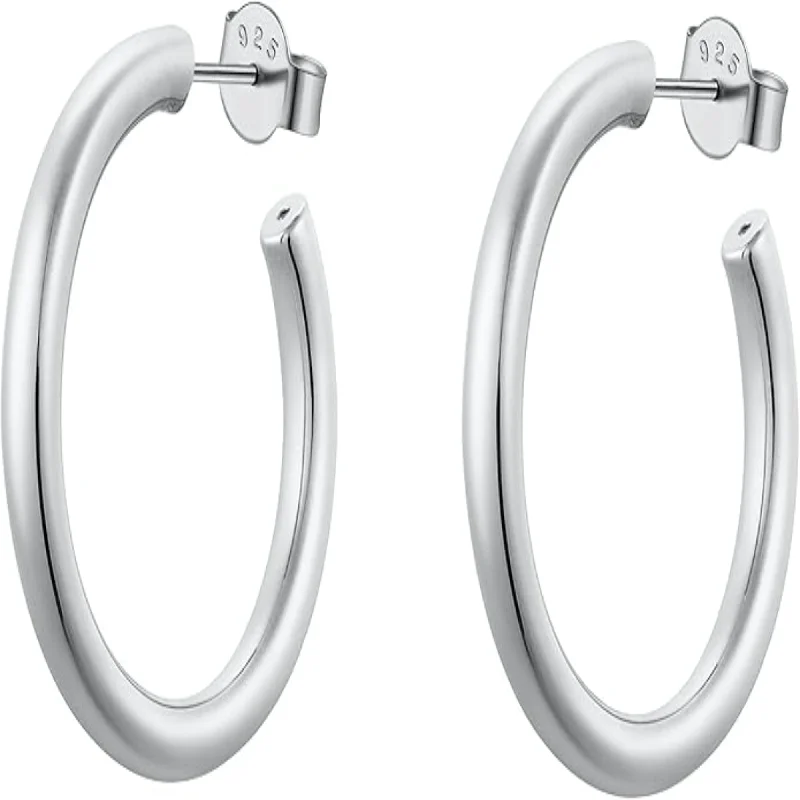 Bold Drop Earrings-Classic Silver 25mm Hoop Earrings